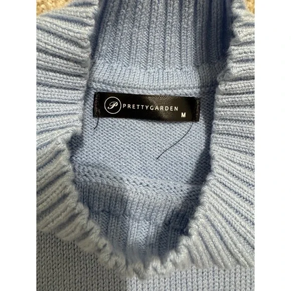 PRETTYGARDEN Womens Light Blue Mock Neck Knit Sweater Vest Sleeveless Size M - Picture 5 of 8